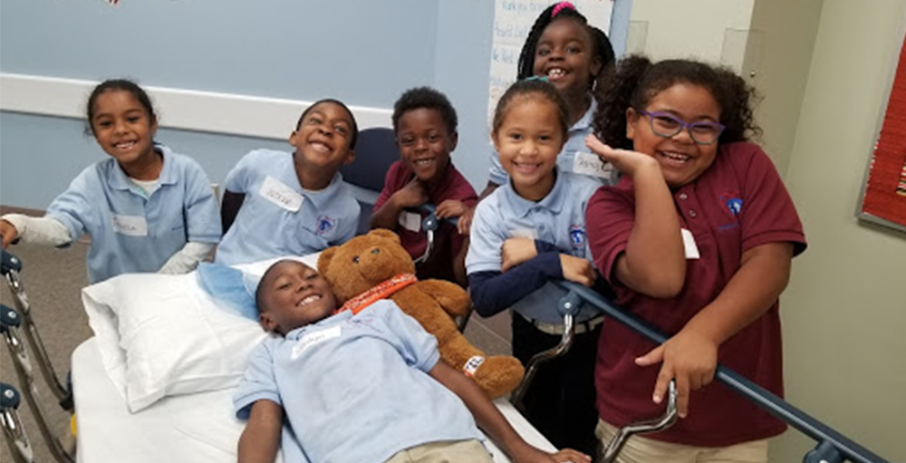 First grade Atoms visited Crouse Hospital's Hospital Land on a field trip